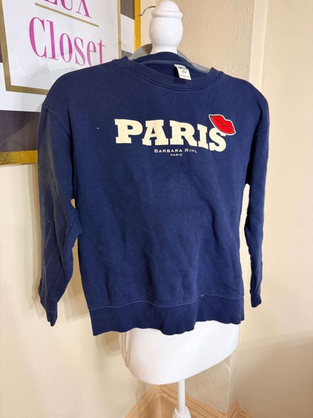 Uniqlo Navy‎ Paris Sweatshirt with Red Lip Patch